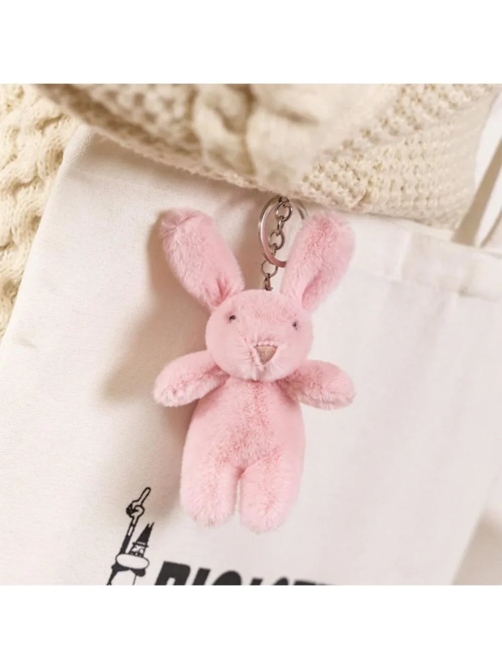 Adorable Mini Bunny Plush Keychain for Backpack - 3.5